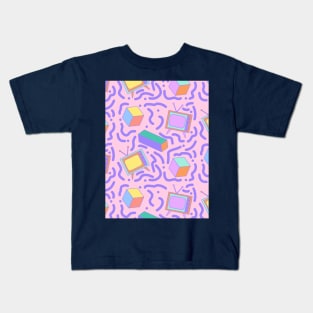 90s Aesthetic Funky Patterns Risograph Floral Pattern Kids T-Shirt